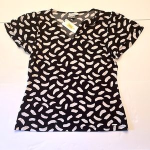 Calvin Klein Black and White Patterned Blouse